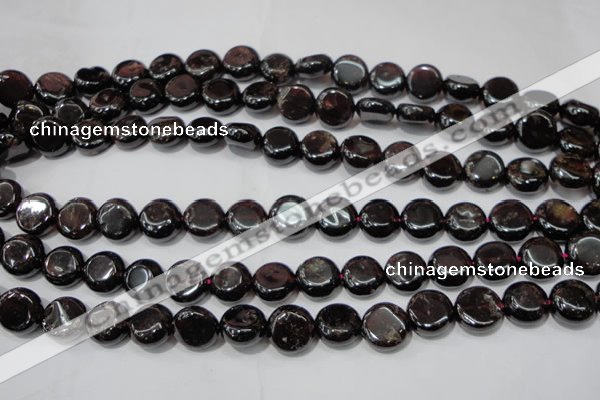 CGA467 15.5 inches 10mm coin natural red garnet beads wholesale