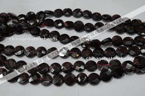 CGA476 15.5 inches 8mm faceted coin natural red garnet beads