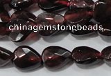 CGA483 15.5 inches 6*8mm faceted flat teardrop natural red garnet beads