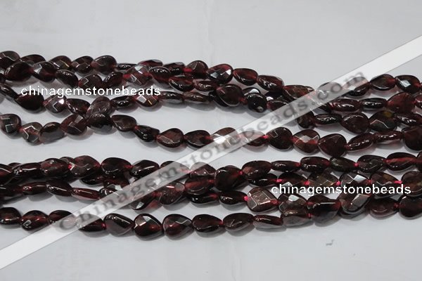 CGA483 15.5 inches 6*8mm faceted flat teardrop natural red garnet beads