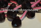 CGA486 Top-drilled 7*9mm faceted briolette natural red garnet beads