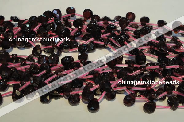 CGA486 Top-drilled 7*9mm faceted briolette natural red garnet beads