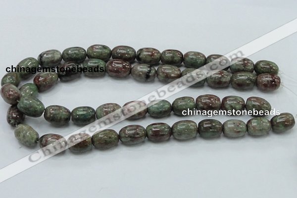 CGA54 15.5 inches 12*16mm egg-shaped red green garnet gemstone beads