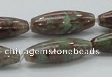 CGA55 15.5 inches 10*30mm rice red green garnet gemstone beads