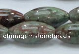 CGA57 15.5 inches 15*30mm rice red green garnet gemstone beads