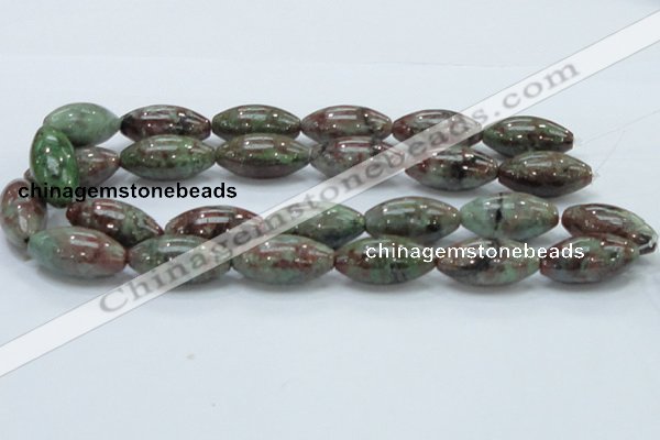CGA57 15.5 inches 15*30mm rice red green garnet gemstone beads