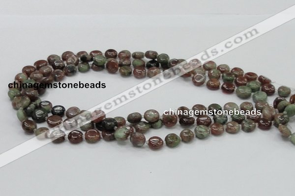 CGA58 15.5 inches 10mm flat round red green garnet gemstone beads