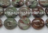 CGA59 15.5 inches 14mm flat round red green garnet gemstone beads