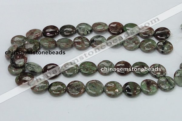 CGA60 15.5 inches 20mm flat round red green garnet gemstone beads