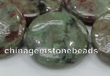 CGA61 15.5 inches 30mm flat round red green garnet gemstone beads