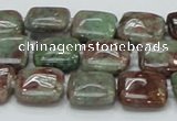 CGA62 15.5 inches 14*14mm square red green garnet gemstone beads