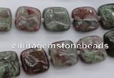 CGA63 15.5 inches 12*12mm square red green garnet gemstone beads