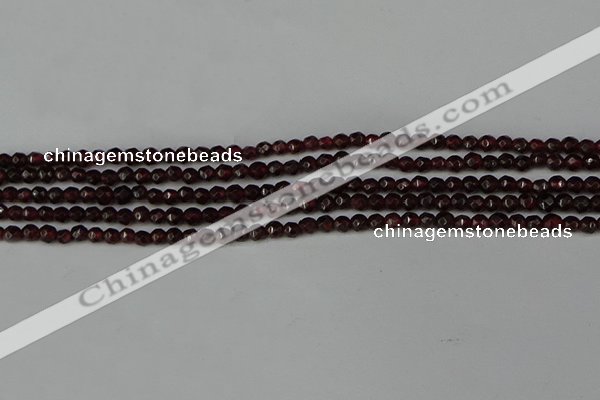 CGA660 15.5 inches 3mm faceted round red garnet beads wholesale