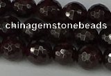 CGA663 15.5 inches 8mm faceted round red garnet beads wholesale