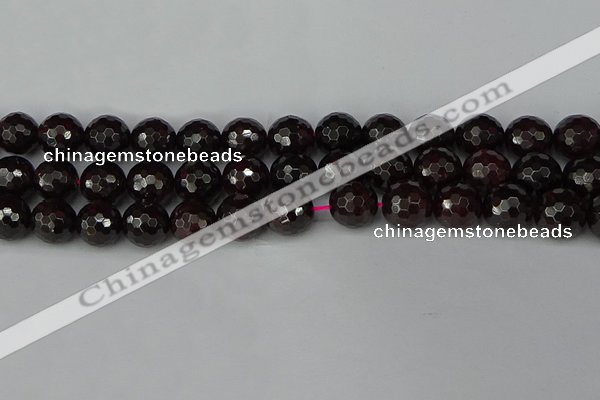 CGA665 15.5 inches 12mm faceted round red garnet beads wholesale