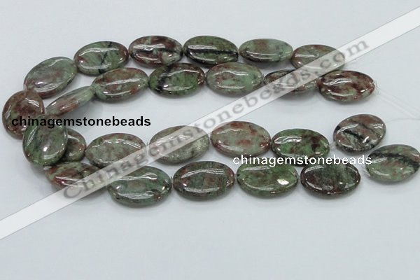 CGA67 15.5 inches 22*30mm oval red green garnet gemstone beads