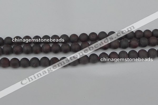 CGA672 15.5 inches 8mm round matte red garnet beads wholesale