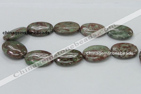 CGA68 15.5 inches 30*40mm oval red green garnet gemstone beads