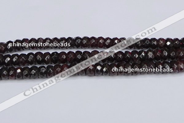 CGA680 15.5 inches 6*11mm faceted rondelle red garnet beads