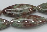 CGA70 15.5 inches 20*40mm horse eye red green garnet gemstone beads