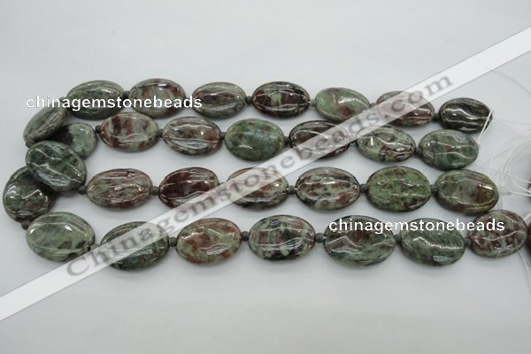 CGA72 15.5 inches 18*25mm oval red green garnet gemstone beads