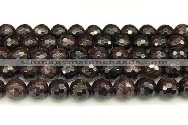 CGA732 15 inches 10mm faceted round red garnet beads wholesale