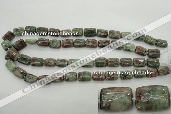 CGA74 15.5 inches 10*14mm rectangle red green garnet gemstone beads