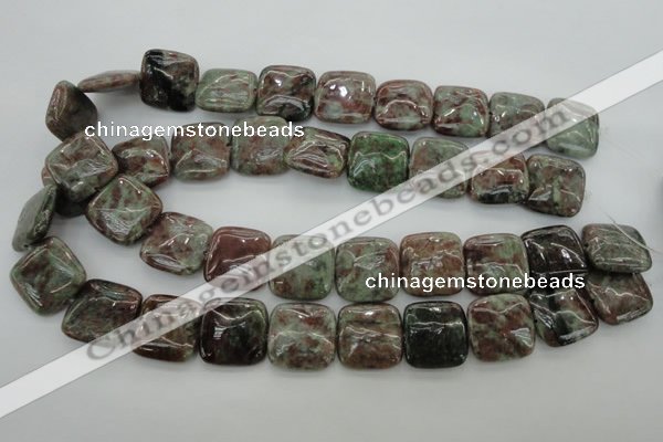 CGA81 15.5 inches 20*20mm square red green garnet gemstone beads