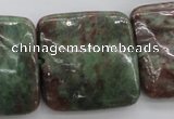 CGA83 15.5 inches 30*30mm square red green garnet gemstone beads