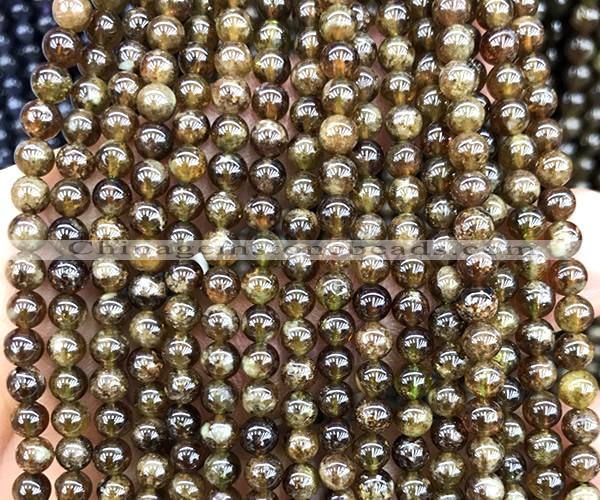 CGA880 15 inches 4mm round green garnet beads wholesale