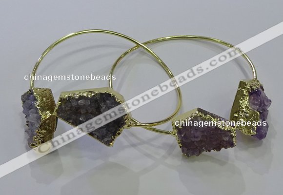 CGB1028 15*20mm - 20*25mm freeform druzy amethyst bangles