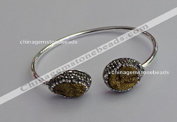 CGB2022 16*20mm freeform plated druzy agate bangles wholesale