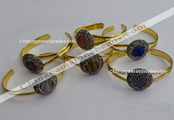 CGB2035 25mm coin plated druzy agate bangles wholesale