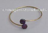 CGB2043 10mm coin plated druzy agate gemstone bangles wholesale