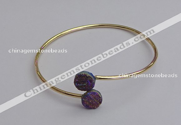 CGB2043 10mm coin plated druzy agate gemstone bangles wholesale