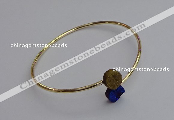 CGB2045 10mm coin plated druzy agate gemstone bangles wholesale