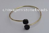 CGB2047 10mm coin plated druzy agate gemstone bangles wholesale