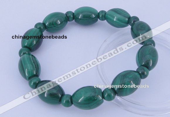 CGB227 8 inches round & rice natural malachite gemstone bracelets