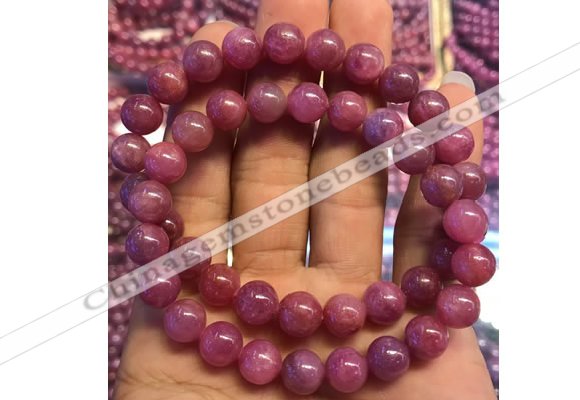 CGB2504 7.5 inches 10mm round ruby gemstone beaded bracelets