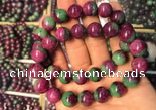 CGB2524 7.5 inches 14mm round ruby zoisite beaded bracelets