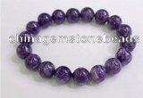 CGB2554 7.5 inches 12mm round charoite gemstone beaded bracelets