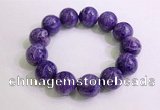 CGB2557 7.5 inches 18mm round charoite gemstone beaded bracelets