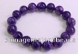 CGB2573 7.5 inches 12mm round charoite gemstone beaded bracelets