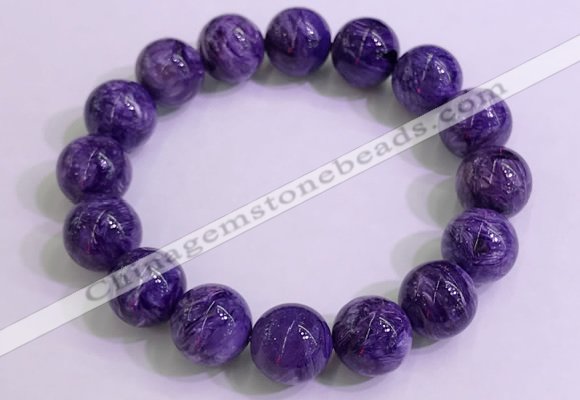 CGB2574 7.5 inches 13mm round charoite gemstone beaded bracelets