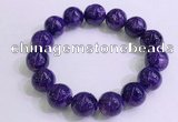 CGB2575 7.5 inches 14mm round charoite gemstone beaded bracelets