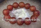 CGB3001 7.5 inches 19mm - 20mm carved round red agate bracelet