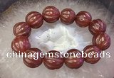 CGB3006 7.5 inches 19mm - 20mm carved round red agate bracelet