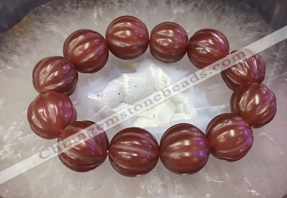 CGB3006 7.5 inches 19mm - 20mm carved round red agate bracelet
