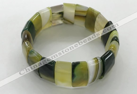 CGB3155 7.5 inches 11*23mm faceted rectangle agate bracelets