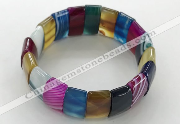 CGB3160 7.5 inches 11*23mm faceted rectangle agate bracelets